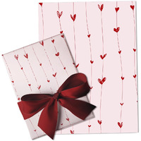 Festiko Red Heart Gift Wrapping Paper Sheets (Pack Of 10 Sheets), Valentine's Day Wrapping Paper, Love Theme Printed Wrapping Papers