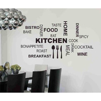 Decals Design 'Kitchen Quote Modern Art' Wall Sticker (Pvc Vinyl, 50 Cm X 70 Cm X 1 Cm, Black)