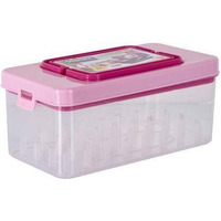 Foliam 32 Reel Double Decker Empty Thread Sewing Box With Pick Up Handle For Storing Sewing Kit And Interlocking Cap Fittings (32 Reel Box)