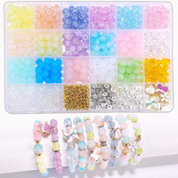 Enjoymade Glass Beads Bracelet Making Kit, Lovely Cute Bracelet Necklace Jewelry Making Kit, Diy Bulk Acrylic Gradient Bubble Bead Jewelry, Birthday Gift, Multicolored