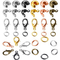 Diy Crafts 50X Grams, Silver, Lobster Clasp Set Including Lobster Claw Clasps Open Jump Rings Diy Bead Crimp Covers Clamshell Knot Covers For Jewelry Makin (50X Grams, Silver)
