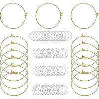 Diy Crafts 50 Pcs, Gold, Wine Glass Charm Rings Open Earring Beading Hoop Party Favor For Beading & Jewellery-Making Silver/Gold/Nicel/Mehandi Pl (50 Pcs, Gold)