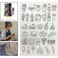 Embroiderymaterial Stick And Stitch Embroidery Patches Patterns, Water Soluble Wash Away Embroidery Transfer Stabilizer Paper With Pre-Printed Designs, Threads, Needle & Cutter For Hand Sewing