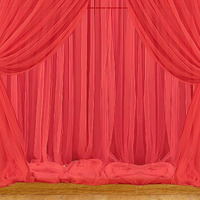 1Iam 4Pcs Red Decoration Net Curtains - Large Size, Stitched With Ribbon, Nylon Made, Reusable, Soft, Wrinkled Free, 8.5X5Ft Each, Backdrop Net For Birthday, Anniversary Party Decoration