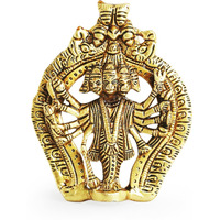 Exclusivelane 'Panchmukhi Hanuman' Wall Dcor Brass Wall Hanging For Home Decoration (Pure Brass) | Handcurved Religious Wall Hanging For Living Room (Hand-Etched, 6.1 Inches, 0.28 Kg)
