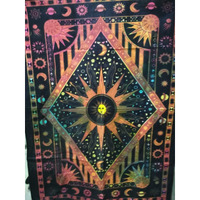 Purpledip Cotton Wall Poster Sun & Solar System: Bohemian Wall Hanging Tapestry (20068)