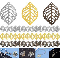 Diy Crafts 25X Pcs, Silver, Ize 21.8 Mm X 7.8Mm Brass Metal Leaf Charm Pendent Hollow Leaf Charms Ornaments Metal Leaf Crafts Pendant For Jewelry Making Metal Material Fili (25X Pcs, Silver)