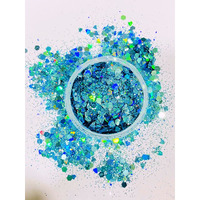 Mahir Chunky Blue-Green Holographic Iridescent Glitter Mix 10 Gm