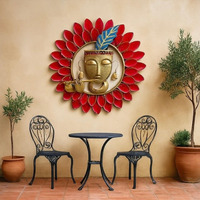 Rsn Metal Wall Hanging (Krishna Playing Flute) Size 23 Inches For Home Decoration, Red