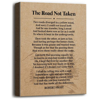 Robert Frost - The Road Not Taken Canvas Wall Art, Inspirational Motivational Quote Decor, Canvas Prints Poster Wall Art, Great Gift Decor For Men And Women Poetry Fans Home & Office 12X15