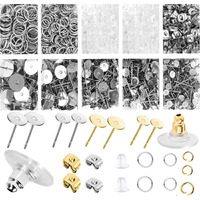 Diy Crafts 5X Sets, Gold Small Post & Back Sets, Hypoallergenic Earring Posts And Backs, Steel Earring Making Kit Earring Posts Studs, Earring Backs, Jum (5X Sets, Gold Small Post & Back Sets)