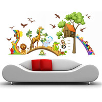 Sticker Yard Animals Bridge Zoo Kids Decor Kids Room Decor, Hall Decor, Kitchen Decor, Living Room Decor,Bedroom Decor Vinyl Wall Sticker,Multicolor (Standard Size -101X51Cm)