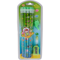 On Shoppy (Label) Onshoppy Space Roaming Colur Full 12 Pic Pencils Set With Attached Eraser With Sharpner And Grips (Pack Of 1)