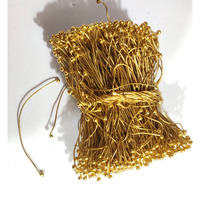 Omx 100 Grams (350 Pcs) Brass Head Pins For Beading - Double Sided Ball Head Pin Wires For Jewellery Making, Also Known As Mongra Wire (22 Guage (0.7 Mm))