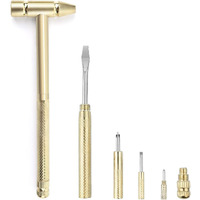 Orrda 6 In 1 Home Tool Hammers Multifunction Metal Micro Screwdriver Diy Tools Walnuts Multitools Hammer Watches, Phones, Jewelry Repair Kit (Yellow)