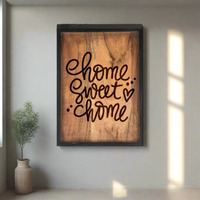 Kraftyhome Wall Decor, Wooden Wall Decor Frame, Home Sweet Home Quote, Rustic Design With Black Border - 12 X 8 Inch