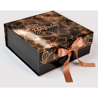 Rbs - Medium Birthday Gift Box (26 X 26 X 10Cm) Empty Box For Packing Multipurpose Gift For Couple Special (Rose Gold Giant Poppies) Holding Upto 8Kg