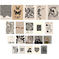 Unquote Paper Vintage Boho Wall Collage Kit | Set Of 20 Aesthetic Posters | Room Decor Photo Collection For Decoration