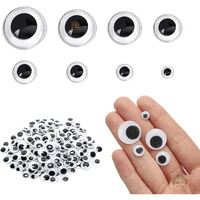 Den Decoration Premium Black Wiggle Googly Eyes Round Plastic Sets (Small Standard Sizes 50Pcs Each)