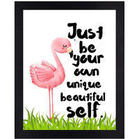 Interio Crafts Positive Quote Poster, Just Be Your Own Unique Beautiful Self Motivational Wall Frame, Synthetic Wood,Black, 13 X 10