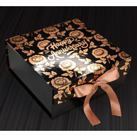 Rbs - Medium Rose Gold Anniversary Gift Box (26 X 26 X 10Cm) Gift Box For Weddings (1 Pack) Holding Up To 8Kg Anniversary Gift For Husband Multipurpose Anniversary Gift For Couple (Chinese Peonies)