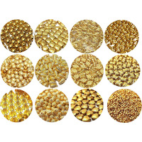 Get-Set-Go! Assorted Golden Beads - 12 Shapes, Acrylic Beads With High Sparkle - Pack Of 1000+ Beads