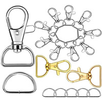 Diy Crafts Pack Of 5 Pcs, Antique Silver, Keychain Hooks With D Rings Include Lanyard Clips And D Rings For Keychain,Purse Hardware Lanyard And Sew (Pack Of 5 Pcs, Antique Silver)