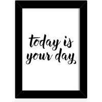 Tied Ribbons Today Is Your Day Printed Motivational Framed Poster For Wall (Multicolour, 25.9 X 34.5 Cm)