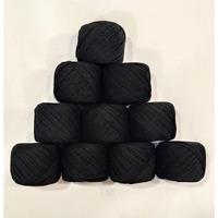 Sygnius 10 Piece Set Cotton Crochet Yarn For Knitting And Crafting Work Hand Work Thread (Black)