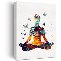 Jerloe Watercolor Yoga Pose Canvas Art 12X15 Inch