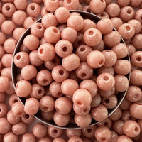 Embroiderymaterial Round Ceramic Glass Beads (Moti) For Jewellery Making, Bracelet, Craft, Embroidery Work, Mala, Toran (Light Peach Color, 100 Gram, 3 To 5 Mm)