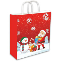 Festiko 12 Pcs Christmas Paper Goodie Bags (11.4 X 4.7 X 9.4 Inch) - Party Candy Gift Bags (Red)