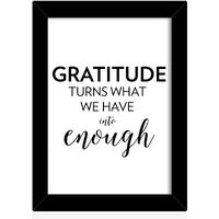 Tied Ribbons Gratitude Turn What We Have Into Enough Printed Motivational Framed Wall Poster (Synthetic Fiber, 25.9 X 34.5 Cm, Multicolour)