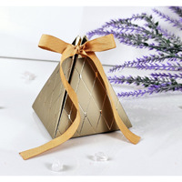 Satyam Kraft 12 Pcs Mini Diamond Pyramid Folding Paper Gift Boxes | Sturdy & Elegant Packaging For Chocolates, Dry Fruits, Small Gifts | Perfect For Wedding, Wedding Returns Gifts, Birthday Gifts (Matte Gold)