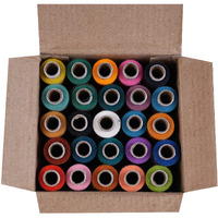 Sanwalsa Delta 2 Ply Polyester Sewing Thread Box (300 Meters Each- Set Of 25 Tubes) - Multicolored (Dark Shade) Thread Spools