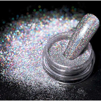 Mahir Glitter Supreme Quality Silver Holographic Shimmer Glitter For Eye Shadow Makeup And Nail Art 004 Size (10 Gm Jar)