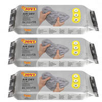 Jovi European Air-Dry Modeling Grey Clay 3 Packets - Each Pack Of 250 Grams For Sculpting Pottery Art & Craft Handicraft Educational Purpose Fine Motor Skills