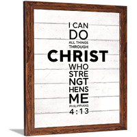 Chaka Chaundh - Jesus & Christmas Quotes Wall Frames - Christian & Bible Verses Wall Decor - 14 X 11 Inches (I Can Do All - White)