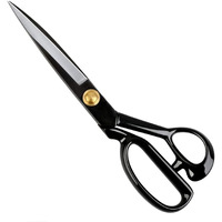 Acceptive 10 Inch Tailoring Scissors For Cloth Cutting, Professional Carbon Stainless Steel Tailor Scissor For Fabric Sewing, Best Multipurpose Scissor, Black - Set Of 1