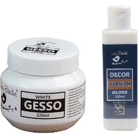 Little Birdie Acrylic Gesso White 225Ml Bottle Gloss & Decor Varnish, 100Ml,Multicolour