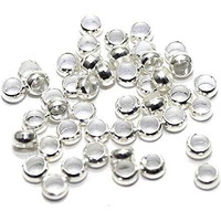 Beadsnfashion Brass Crimp Beads Silver  1.5Mm For Diy Jewellery Making & Craft Work, Pack Of 720 Pcs
