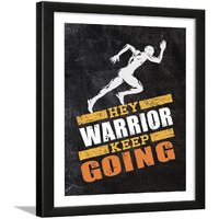 Chaka Chaundh Inspirational Wall Art For Office Quotes - Hey! Warrior Keep Going Motivational Modern Office Decor Framed Art Poster Wall Dcor For Student & Entrepreneur - (14 X 11 Inches)