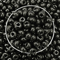 Embroiderymaterial 5Mm (4/0) Opaque Black Round Glass Beads For Craft, Jewellery Making, Embroidery, Bracelet Making, Pearls For Making Toran, Bag Decoration (100 Gm, Black)