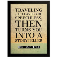 Interio Crafts Ibn Battuta Travel Poster Frames With Motivational Quote (Synthetic Wood, Plexi Glass In Front, 13X10 Inches)