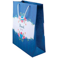 Amit Marketing Floral Pattern Thank You Paper Bags With Handle I Kraft Virgin Colorful White Paper Carry Bag I For Return Gifting Shopping Boutique Retail Wedding Birthday Baby Shower - 9X4X12 Inch (30 Pcs)