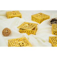 Satyam Kraft 12 Pcs Acrylic Golden Decorative Gift Boxes For Rakhi & Raksha Bandhan | Mini Packing Boxes For Return Gifts, Sweets, Wedding, Engagement, Pooja, Festive Use (Gold, 8X3 Cm)