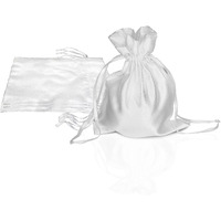 Pure Source India Metallic Satin Mix (13 * 16 Cm) Organza Potli Bags Pouch Best Gift Item, Set Of 10 (White)
