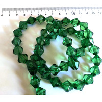 Gosetget! 12Mm (200 Pcs) Dark Green Bicone Macrame Crystal Plastic Beads For Arts, Crafts & Decoratives-High Sparkle Cutting Crystal Beads For Macrame, Jhula, Torana, Jhumar (12Mm-Darkgreen)