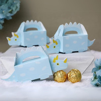 Satyam Kraft 20 Pcs Dinosaur Theme Folding Gift Boxes  Paper Storage Box For Chocolate, Dry Fruits, Return Gifts, Birthday, Wedding, Engagement Party Favors (Pack Of 20, Sky Blue)