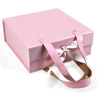 Rbs - Medium Luxury Leather Handle Gift Box (26 X 26 X 10Cm) Gift Boxes For Packaging With Ribbon Closure Gift Packing Box Holds Up To 8Kg Gift Boxes For Gifting Multipurpose Gift Box (Pink Leather)